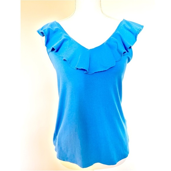 Lilly Pulitzer Tops - Lilly Pulitzer Alessa Ruffle Tank Top Blue Spring/Summer Beach Travel Size Sm